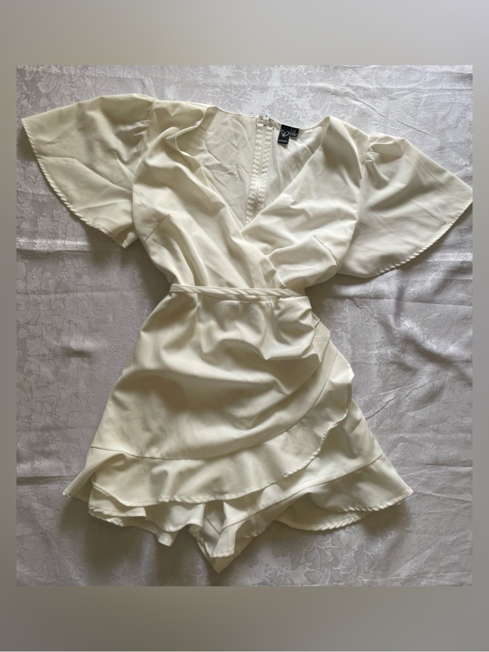Windsor Cream Ruffle Wrap Mini Dress